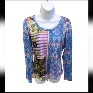 Sundance Poetic Patchwork Embroidered Top Tee M